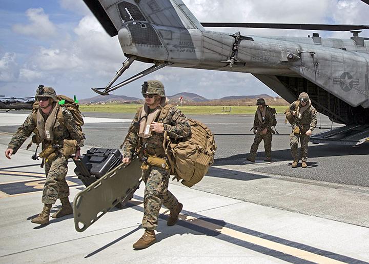 U.S. Marines land in Puerto Rico in the aftermath of Hurricane Maria