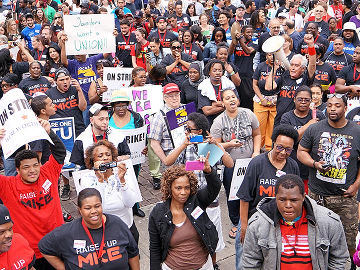 Fast-food workers and their supporters take to the streets of Milwaukee