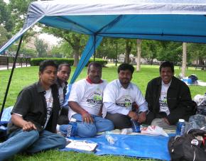 Indian guest workers begin a hunger strike across from the White House