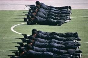 Chinese police training for security at the Olympics