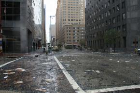 Hurricane Ike tore through downtown Houston, blowing out the windows in many buildings