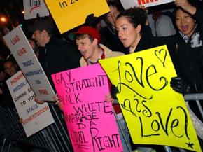 More than 10,000 people turned out in New York City to a demonstration to protest California's Prop 8
