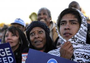 Supporters of Barack Obama at a campaign rally in Leesburg, Va.
