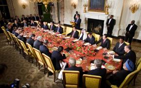Group of 20 leaders gathered for an official dinner at the White House during an economic summit