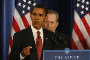 Barack Obama and National Economic Council Director-designate Lawrence Summers