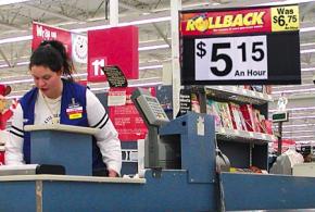 Wal-Mart employees often receive low pay and no health benefits
