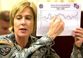 Col. Elspeth Ritchie at a Pentagon press conference