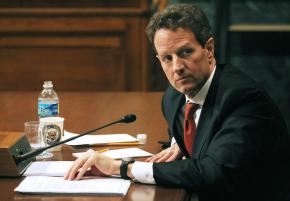 Treasury Secretary Tim Geithner giving testimony before the Senate Budget Committee