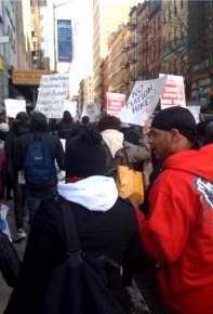 Protesting proposed budget cuts in New York City