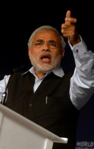 Narendra Modi, the Chief Minister of Gujarat, who oversaw violent communalist attacks there