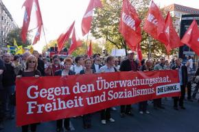Supporters of the Left Party march in Berlin