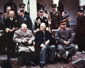 Winston Churchill, Franklin Roosevelt and Joseph Stalin at the Yalta Summit in 1945