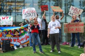 Fresno State protesters demonstrating against budget cuts and furloughs last October