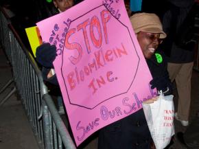 Protesters gathered at Mayor Michael Bloomberg's Upper East Side home to protest threatened closures