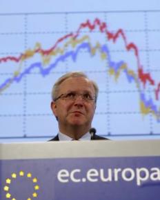 European Commissioner for Economic and Monetary Affairs Olli Rehn speaks to press about the Greek debt crisis
