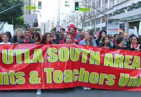 UTLA teachers and parents join the March 4 protest in downtown LA