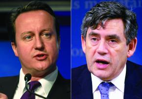 Conservative Party candidate David Cameron (left) and Labour Prime Minister Gordon Brown (right)