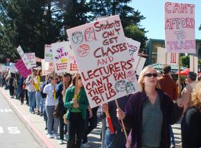 Faculty, staff and students picket San Francisco State University during the March 4 Day of Action