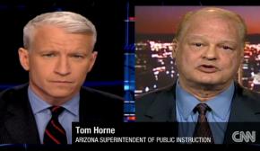 Arizona Superintendent of Public Instruction Tom Horne (right) defends the ban on ethnic studies on CNN's Anderson Cooper 360