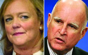 Candidates for California Governor Meg Whitman and Jerry Brown