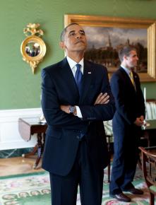 Barack Obama before a White House press conference in September