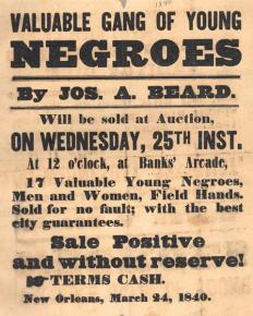 An ad for a slave auction in 1840