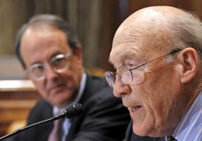 Alan Simpson (right) with Erskine Bowles, co-chairs of the deficit reduction commission