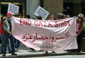 Protesters show their solidarity with Palestine in a demonstration against Israel's siege
