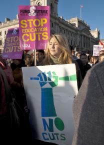 British students on the march against drastic cuts in education and hikes in fees