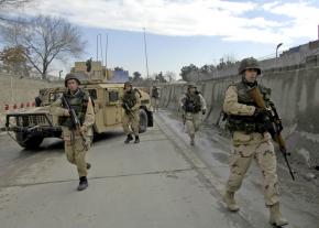 U.S. troops respond to an explosion in Kabul