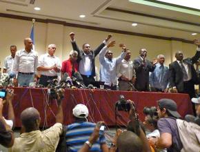 Twelve of the 18 presidential candidates from Haiti's election call for the vote to be annulled due to fraud