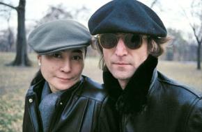 John Lennon and Yoko Ono in Central Park in 1980