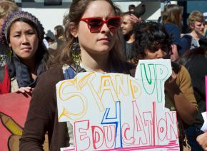Protesters rally against cuts at SFSU on the 2010 March 4 national day of action