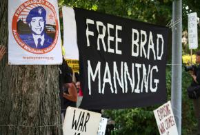 Demonstrators gathered in Quantico, Va., to protest the torture of Bradley Manning