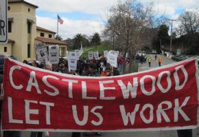 Castlewood workers and supporters marked the one-year anniversary of the lockout with a protest