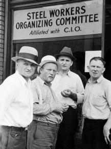 Pennsylvania members of the Steel Workers Organizing Committee in front of their office
