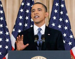President Obama delivering his Middle East policy speech in May