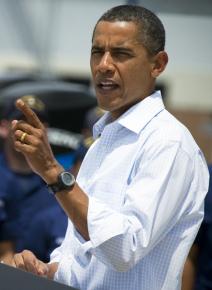 President Barack Obama during a speech to members of the U.S. Coast Guard