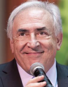Dominique Strauss-Kahn speaking at an IMF event in April