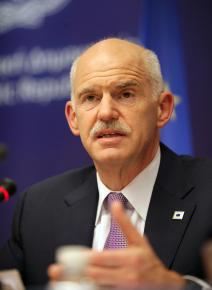 Greek Prime Minister George Papandreou at a July 21 emergency meeting to arrange for a second bailout