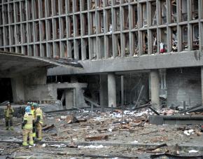 The remains of the Norway's prime minister's office after Anders Breivik's terror attack