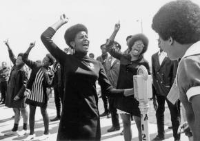 Black Panther Party members rally in 1968