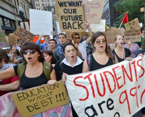 Students march for affordable public education at Occupy Boston