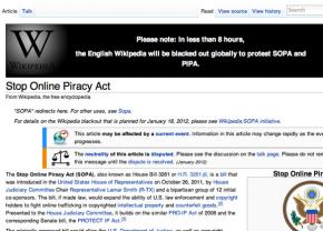 Wikipedia and other websites prepare to shut down in protest of SOPA