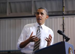 President Obama delivers a campaign speech at a community college