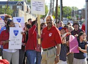 Teachers and community members protest the SRC plan