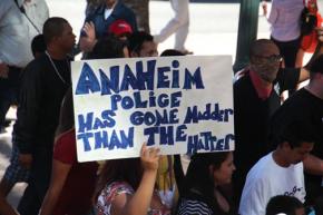 A crowd in Anaheim protests police brutality