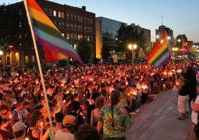 Hundreds of people gathered in Lincoln, Neb., for a candlelight vigil for a hate crime victim