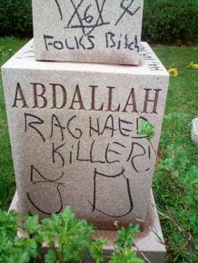 Islamophobic vandalism found last week covering a grave in Evergreen Park, Illinois