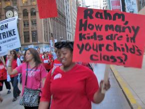 CTU protesters point out that Rahm's own children enjoy the learning conditions they are demanding for CPS students